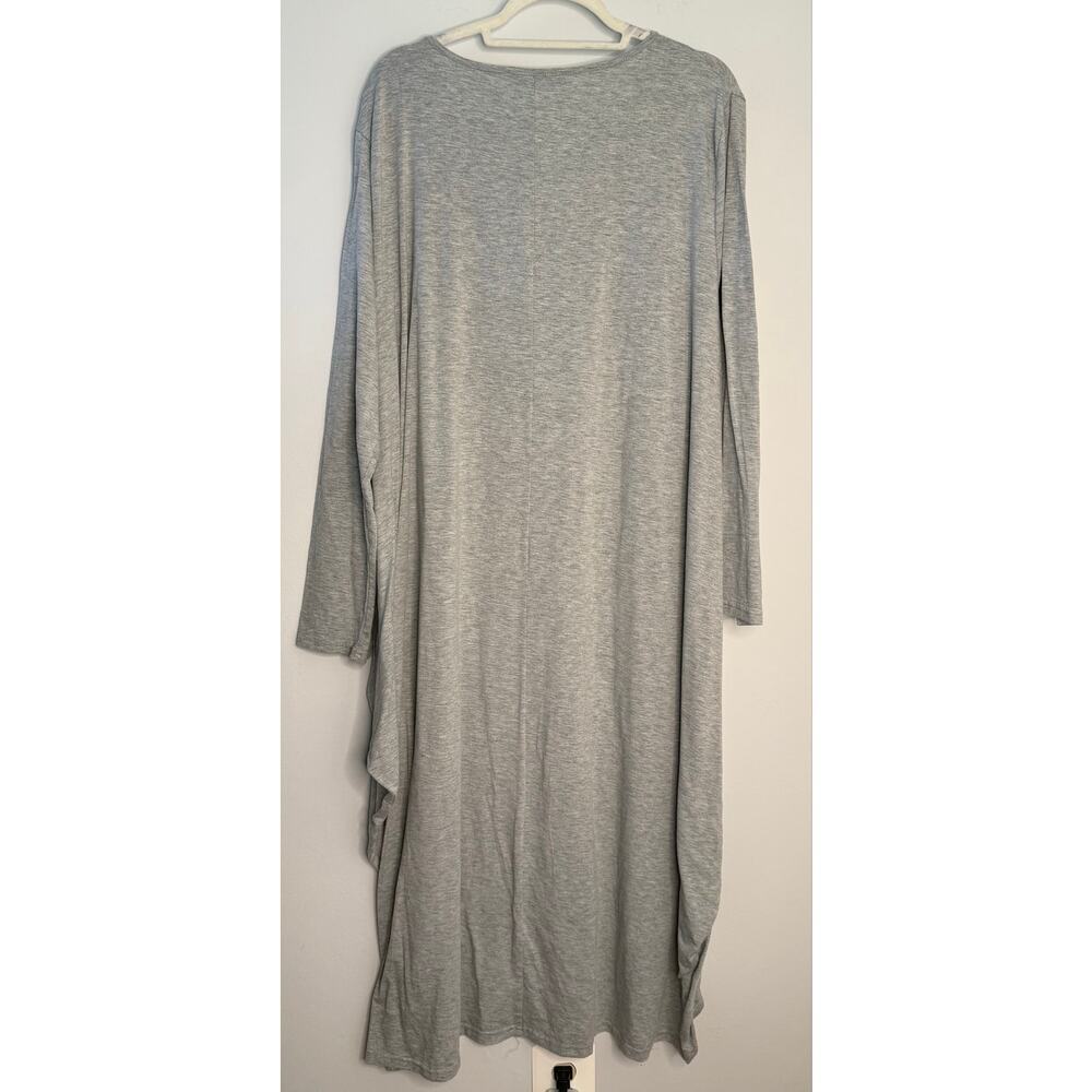 Zanzea Gray Long Sleeve Round Neck Asymmetric Hi-lo Maxi Dress Sz 5XL Avantgarde - Picture 2 of 6